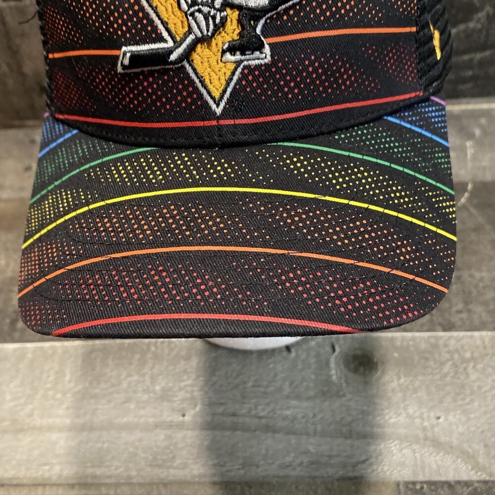 Zephyr NHL Pittsburgh Penguins “Pride” Curved Bill ADJ Trucker Hat - Picture 2 of 11
